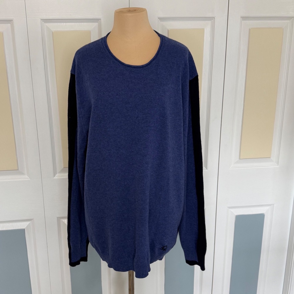 United Colors of Benetton Wool Blend Colorblock Sweater Blue Black Womens Large